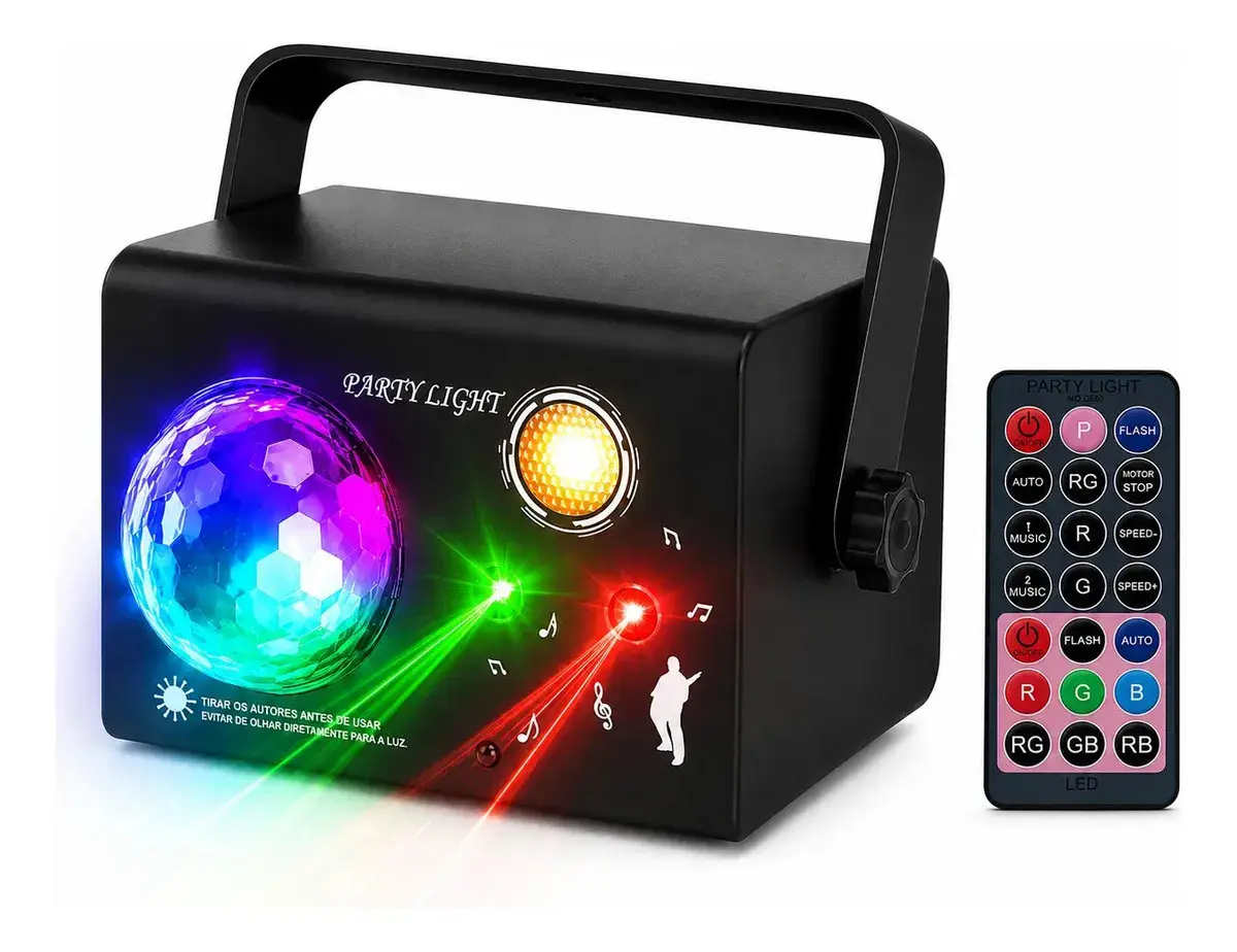 Mini Canhão De Luz Laser Rgb Com Controle Iluminação Festa - 1