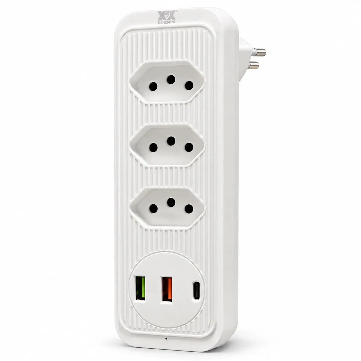 Filtro de Linha 3 Tomadas com 2 USB-A + USB-C PD 15W, Tomada com USB, Extensor de Tomada de Parede, Régua de Energia Bivolt, Adaptador de Tomada 3 Pinos Branco - 1
