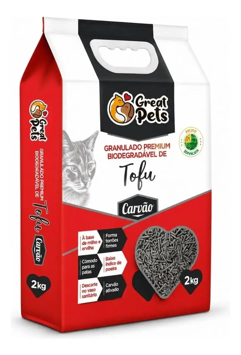Granulado Higiênico Biodegradável De Tofu Carvão 2kg