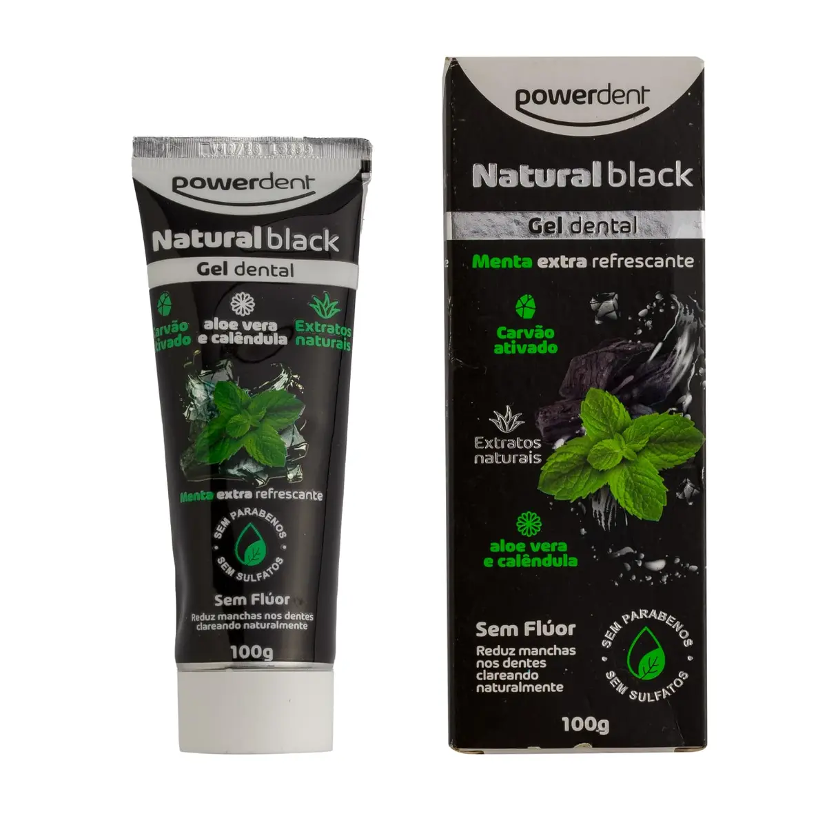 Gel Dental Powerdent Natural Black, com Carvão Ativado, 100g | Sem Flúor