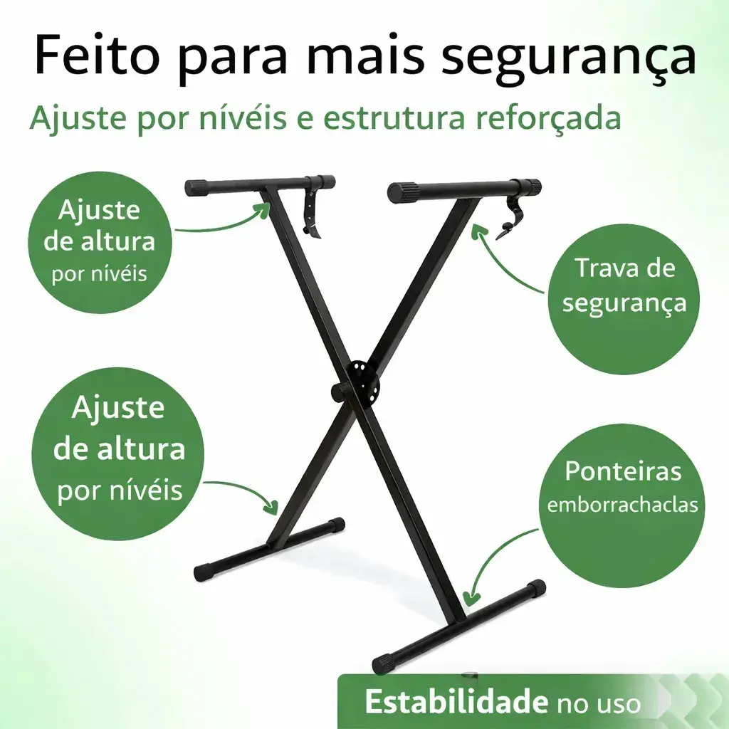 Suporte X para Teclado Musical TX Music Dobrável em Aço com Regulagem de Altura - 1