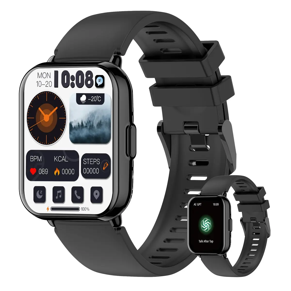 PEJE AI Mind Smartwatch AI GPT, Chamadas, 123 Esportes e Mostradores por IA | Chamadas Bluetooth, 123+ Modos Esportivos, Notificações, Música, Alarmes e Conexão Android/iOS ( Preto )