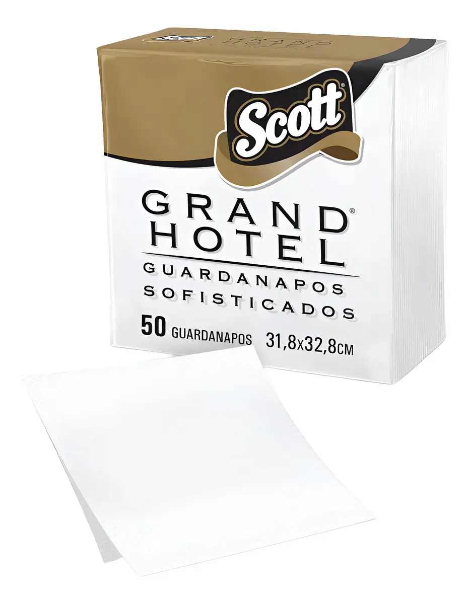 Guardanapo de Papel Folha Dupla Scott Grand Hotel 31,8cm x 32,8cm Pacote 50 Unidades