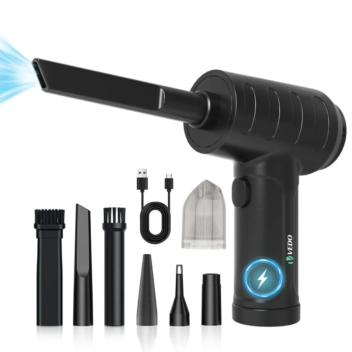 Aspirador de Pó Portatil Sem Fio para Carro 55000RPM 3 Níveis Aspirador Portatil carro Sem Fio Eletrico Soprador de Ar PC para Churrasqueira Teclado Dispositivos Casa Exterior