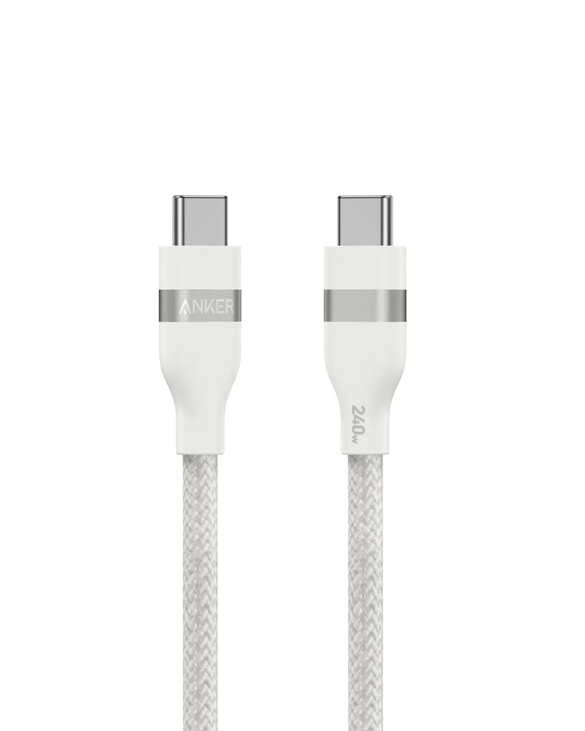 Anker Nano Cabo USB-C para USB-C(Tipo C), 240W, Carregamento Rápido Turbo | Trançado Flexível Multicolorido, para iPhone 18/17/16/15, Samsung, Xiaomi, MacBook, ipad, Tablet, Kindle, Branco (0,9m)