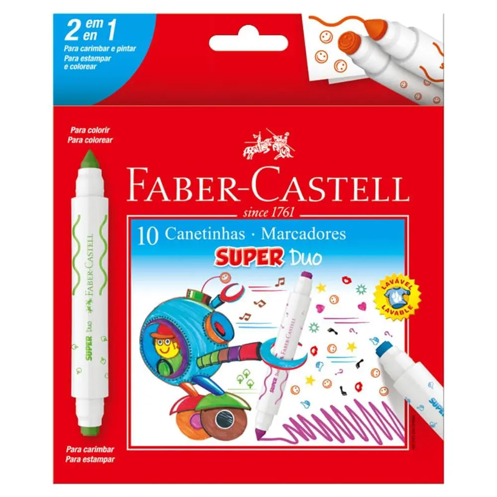 HIDROGRAFICA 2 PONTAS SUPER DUO, Faber-Castell, DUO150610, Multicor - 1