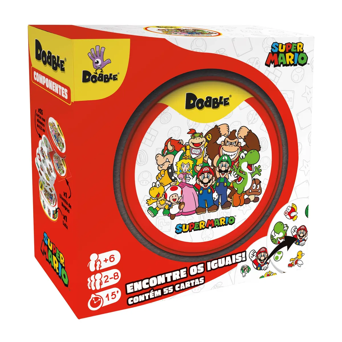 asmodee,Dobble: Super Mario, Jogo de Cartas, 2 a 8 jogadores, Idade +6 anos, Partidas de até 15 minutos