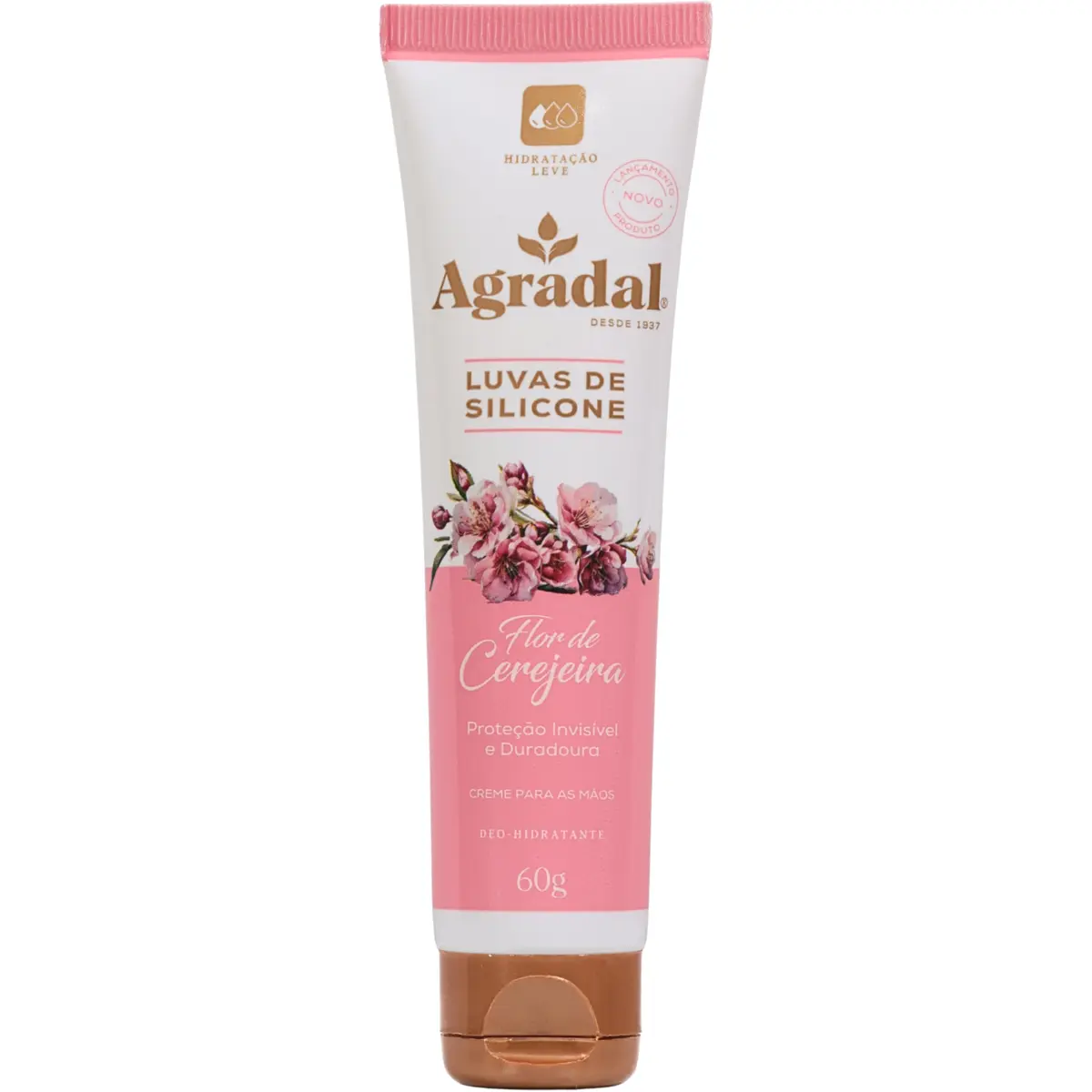 Luvas de silicone, Agradal, Creme hidratante, Flor de Cerejeira, 60g | Barreira que defende as mãos das agressões diárias, com toque sedoso, sem resíduos oleosos e perfume floral