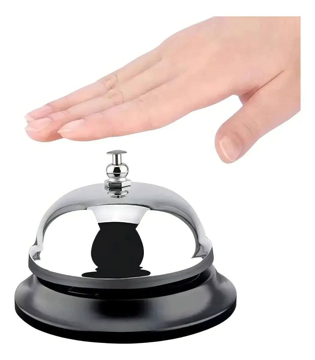 Campainha EMP Sinaleta Sino de Mesa Em Metal P Hotel Bar Cozinha Recepção Cor Prateado thumbnail 2