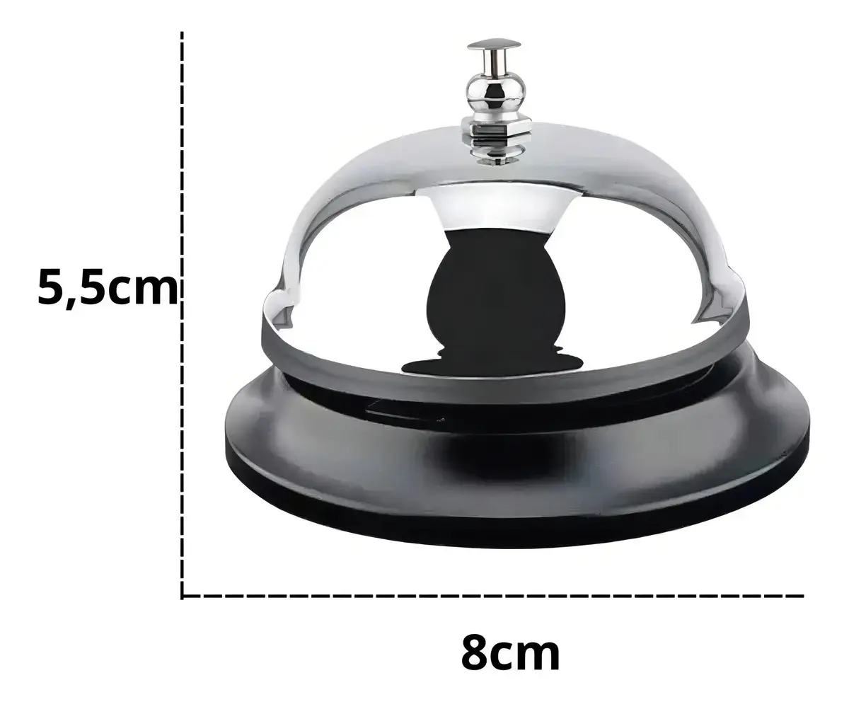 Campainha EMP Sinaleta Sino de Mesa Em Metal P Hotel Bar Cozinha Recepção Cor Prateado thumbnail 6