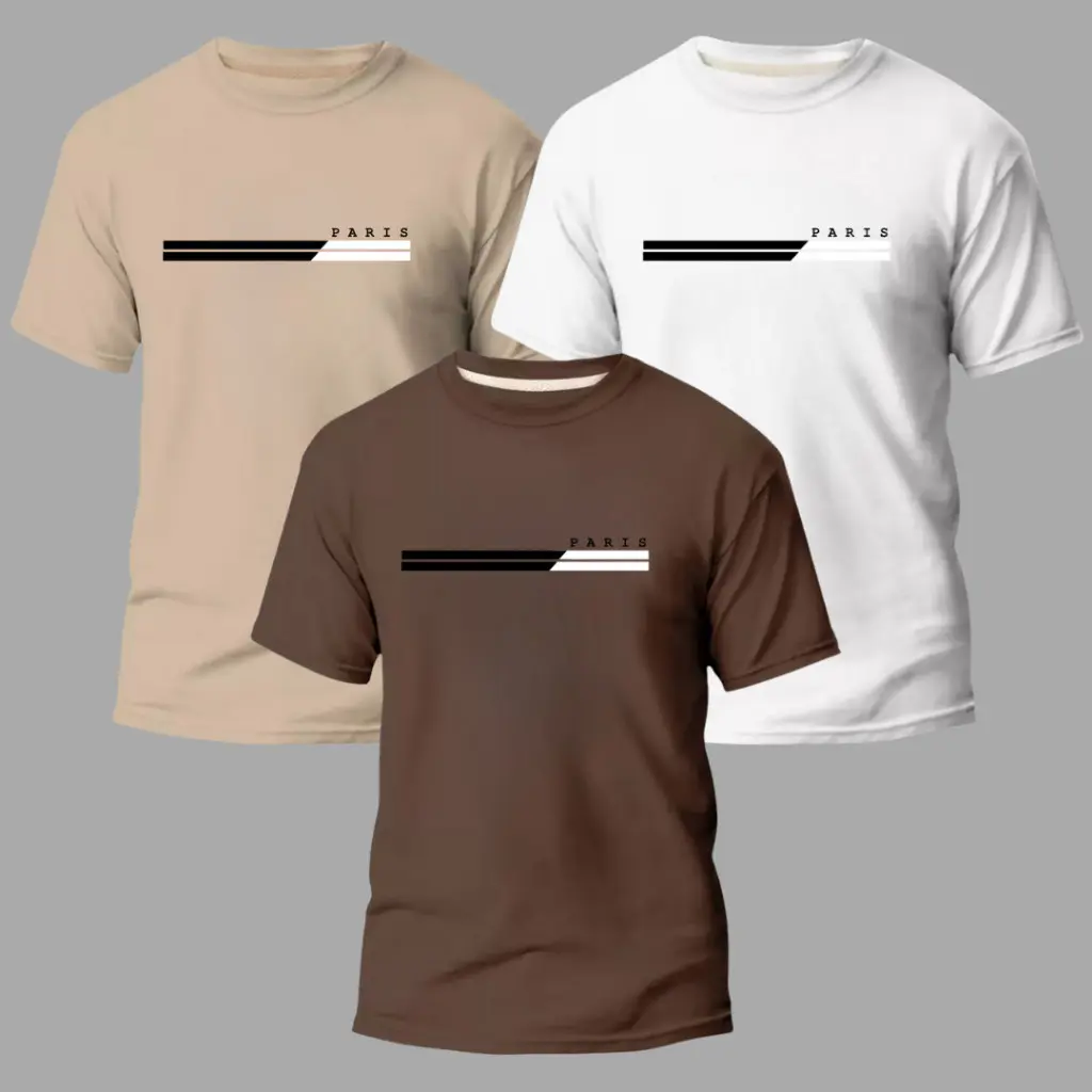 Kit 3 Camisas Masculinas 100% Algodão Premium Conforto Moda Casual Street Paris - 1
