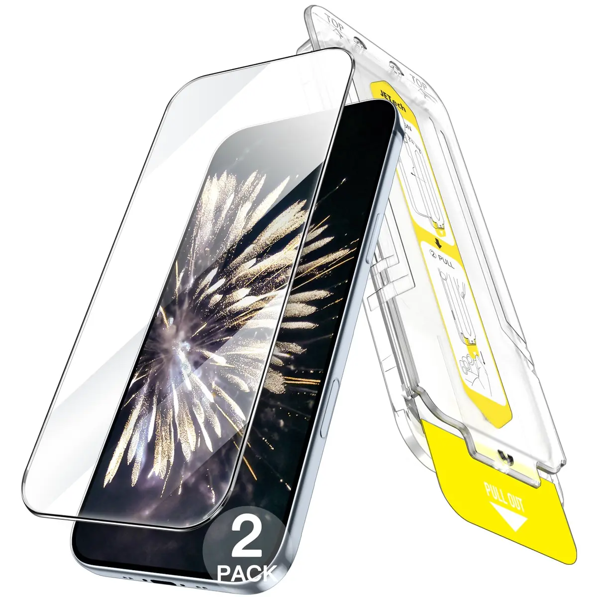 JETech Protetor de Tela para iPhone Air, 2 Unidades | Kit de Instalação em 10 Segundos, Película de Vidro Temperado, Anti-Impressão Digital, HD Transparente, Compatível com Capa