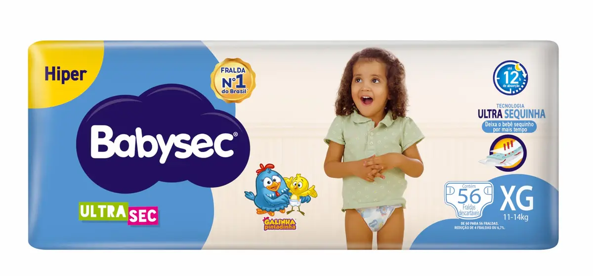 Babysec Fralda Ultrasec Galinha Pintadinha Azul Xg 56 Unidades - 1