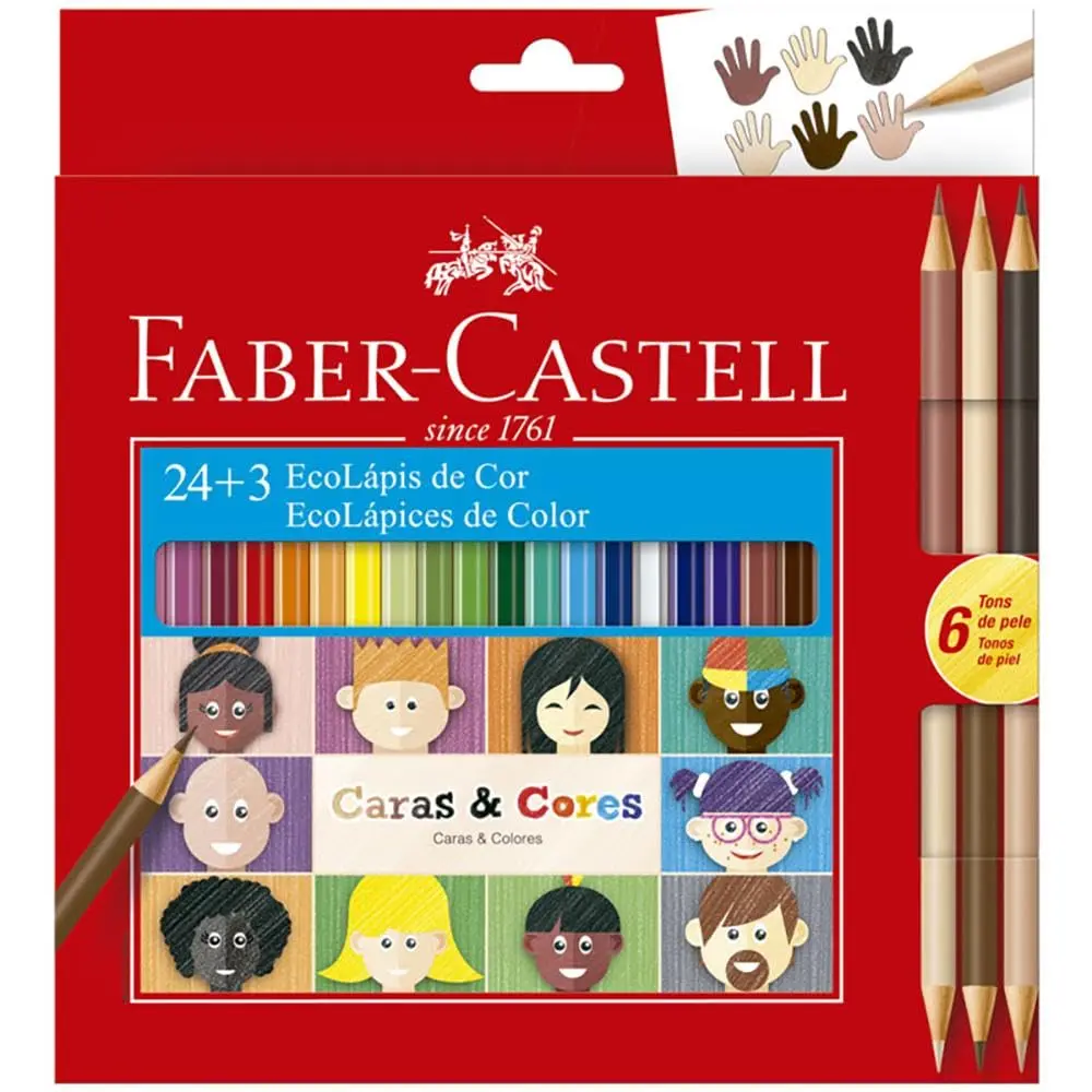 ECOLAPIS 24+3 CARAS & CORES, Faber-Castell, 120124CC, Tons de pele