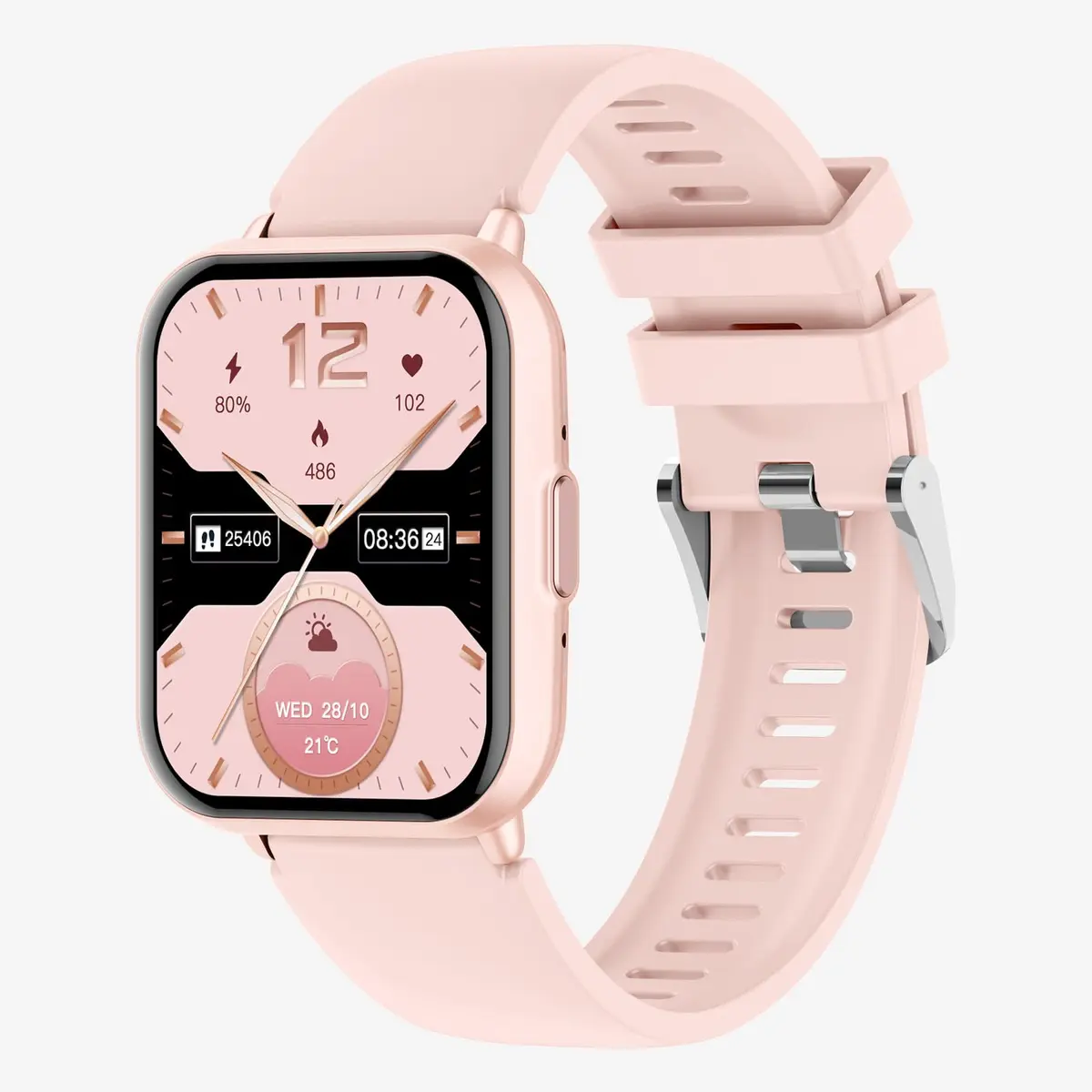 Bettdow SmartWatch, relogio smartwatch feminino com 1.83" Ecrã tátil, à prova d'água 1ATM, chamada Bluetooth, 123+ Modos Esportivos relógio com voz por IA, Compatível com Android iOS (Rosa)
