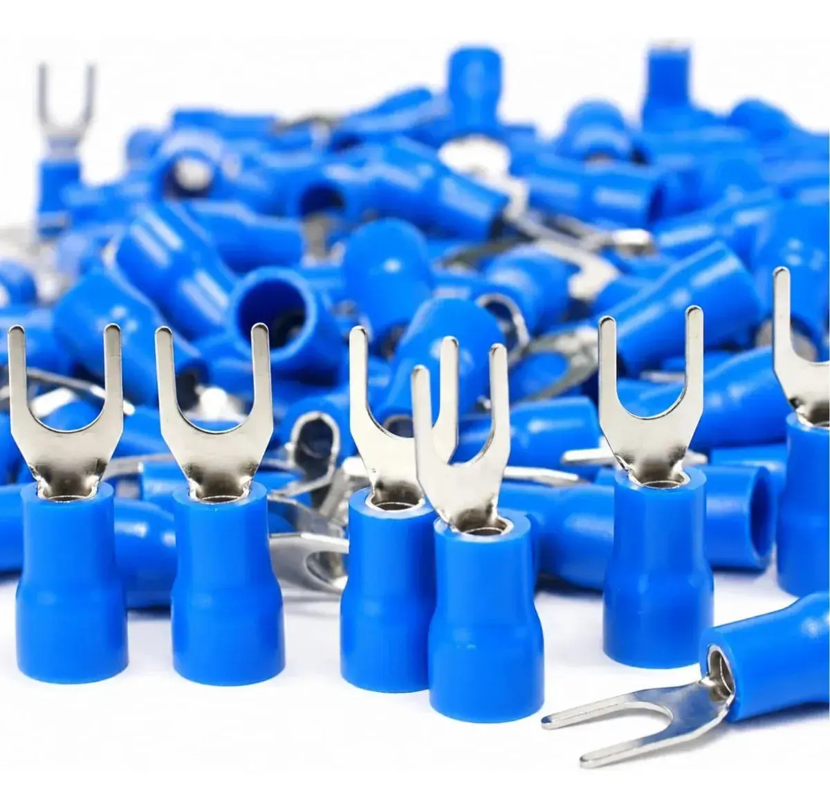 Kit 200 Un Terminal Forquilha Tipo Garfo 1,5 Á 2,5mm2 Azul Kit Terminal Garfo Azul 2.5mm