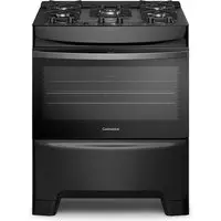 Fogão 5 Bocas Continental Preto Mesa de Vidro, Forno Eco Turbo e Tripla Chama (FC5GB) - Bivolt