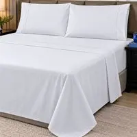 Jogo de Cama Lençol Casal Rivieri 4 Peças Micropercal 300 Fios - Branco - 1