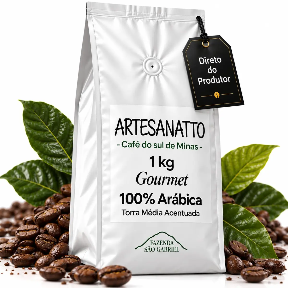Café Gourmet Grãos 100% Arábica 1kg Torra Média Acentuada - Cultivo de Altitude no Sul de Minas Guaxupé - Sabor Equilibrado Aroma Envolvente Graos Selecionados - 1
