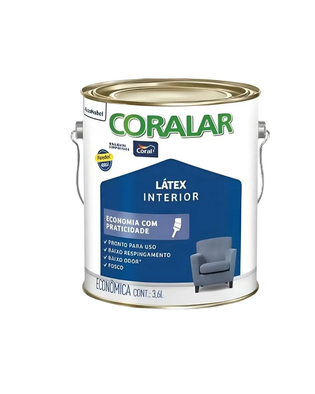 CORALAR LÁTEX MAIS ECONÔMICO BRANCO 3,6L - CORAL