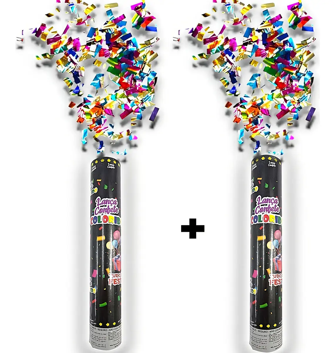 Kit 2 Lança Confete Metalizado Festa Estouro - Colorido