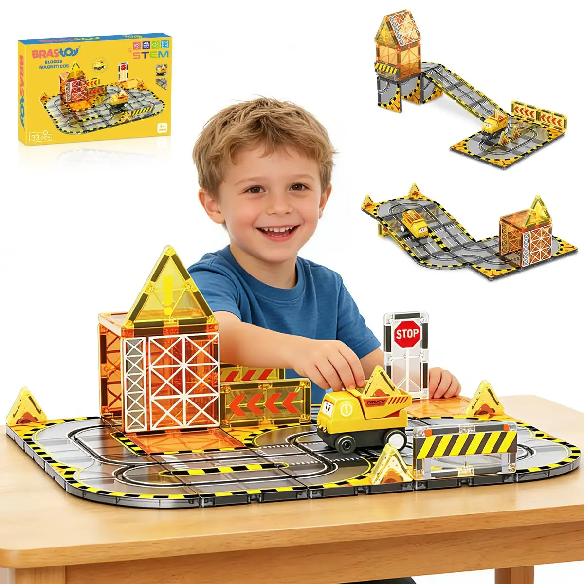 Blocos de Montar Magnéticos Construção STEM Brinquedos Infantil (33 Peças) - 1