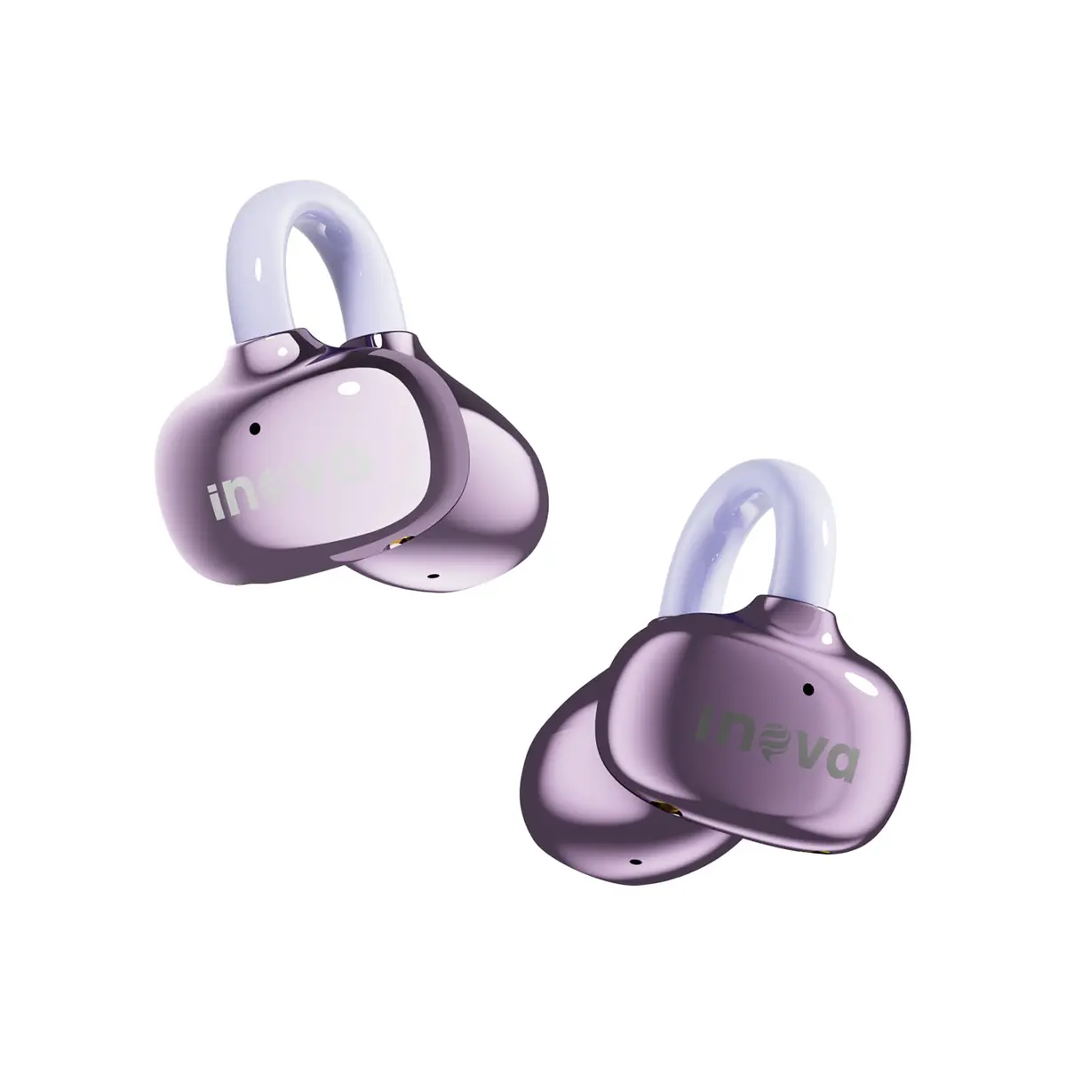 INAVA Versão Aprimorada Fone de Ouvido com Clipe. Ajuste Confortável, Som Claro, 50h, Bluetooth 6.1. para Mulheres, Crianças, Orelhas Pequenas, Esportes e quem usa Óculos (Roxo)