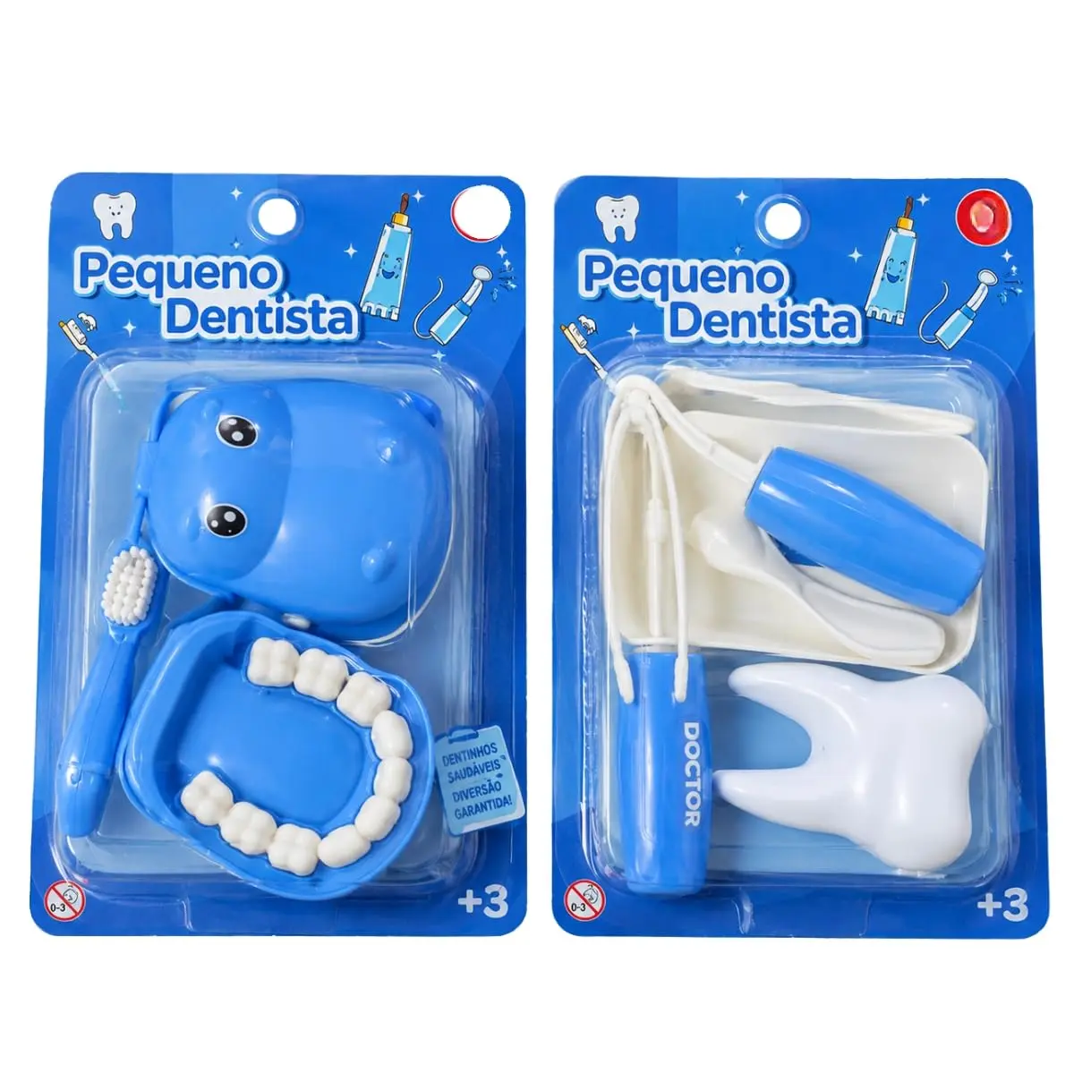 Kit Pequeno Dentista Infantil 11 Peças com Boca Dentes Escova e Acessórios Brinquedo Faz de Conta +3 Anos AZUL YASDA