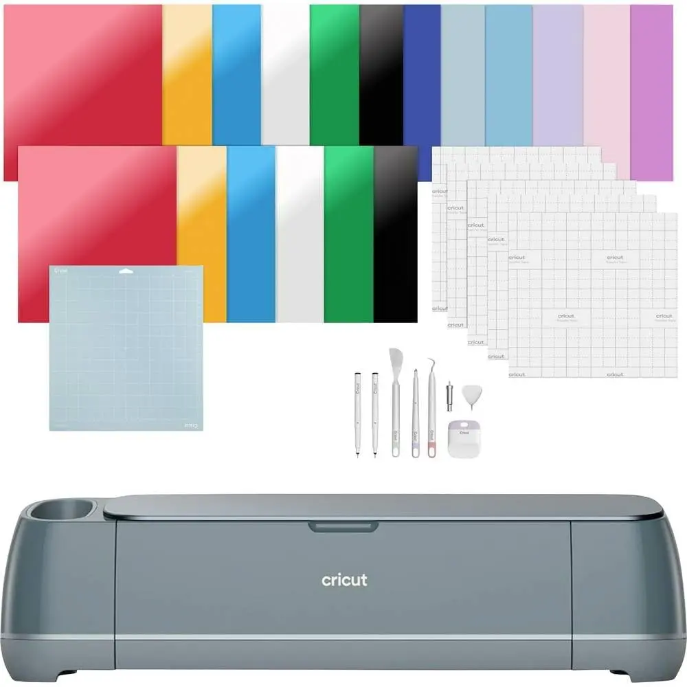 Cricut Kit Maker 4 Plotter de Recorte, Cor Eucalípto, Bivolt | Inclui Smart Vinyl, Papel Cartão, Transfer Tape, Iron-On, Base, Canetas, Kit de Ferramentas e 25 Imagens no App