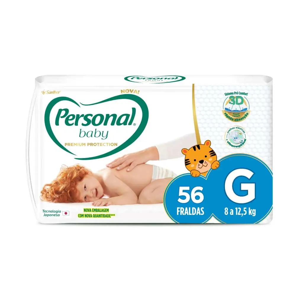Personal Fralda Baby Premium Protection G, 56 Unidades - 1