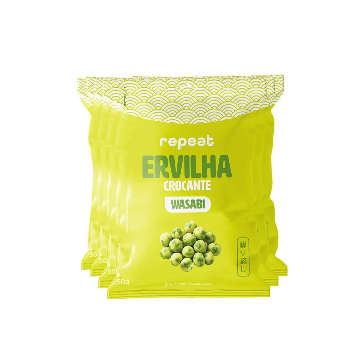 Repeat, Ervilha Crocante 50g | Kit com 6 unidades | Proteina vegetal | Fonte de fibra (Wasabi)