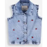 colete jeans infantil cerejinhas azul