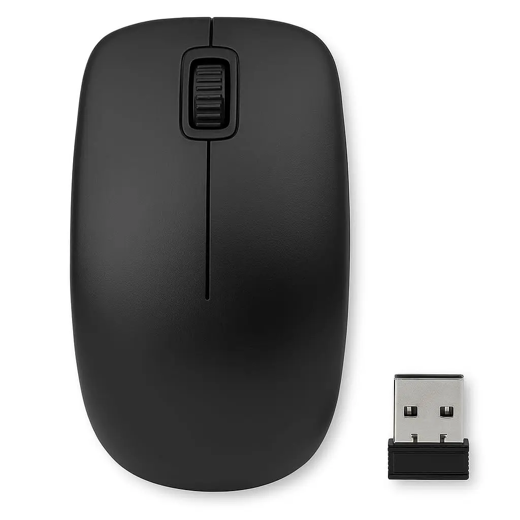 Mouse Sem Fio Ergonômico, USB 2.4GHz, 1000 DPI, Compacto, Preto