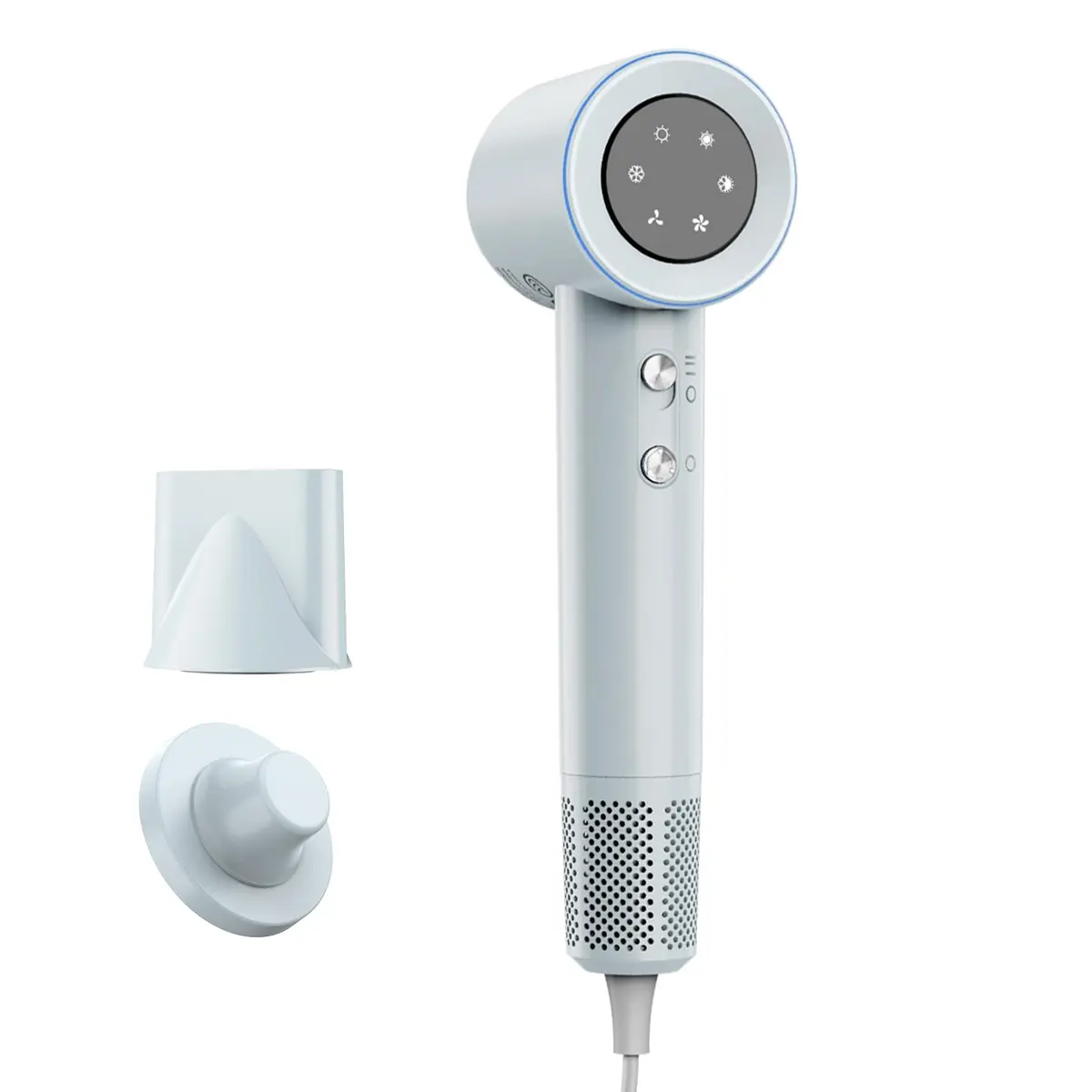 GOKOCO Secador De Cabelo Profissional 110v 127v,120000 RPM High Speed Hair Dryer 1600W com Display Digital LED e Bocal de ar Magnético,Cinza - 1