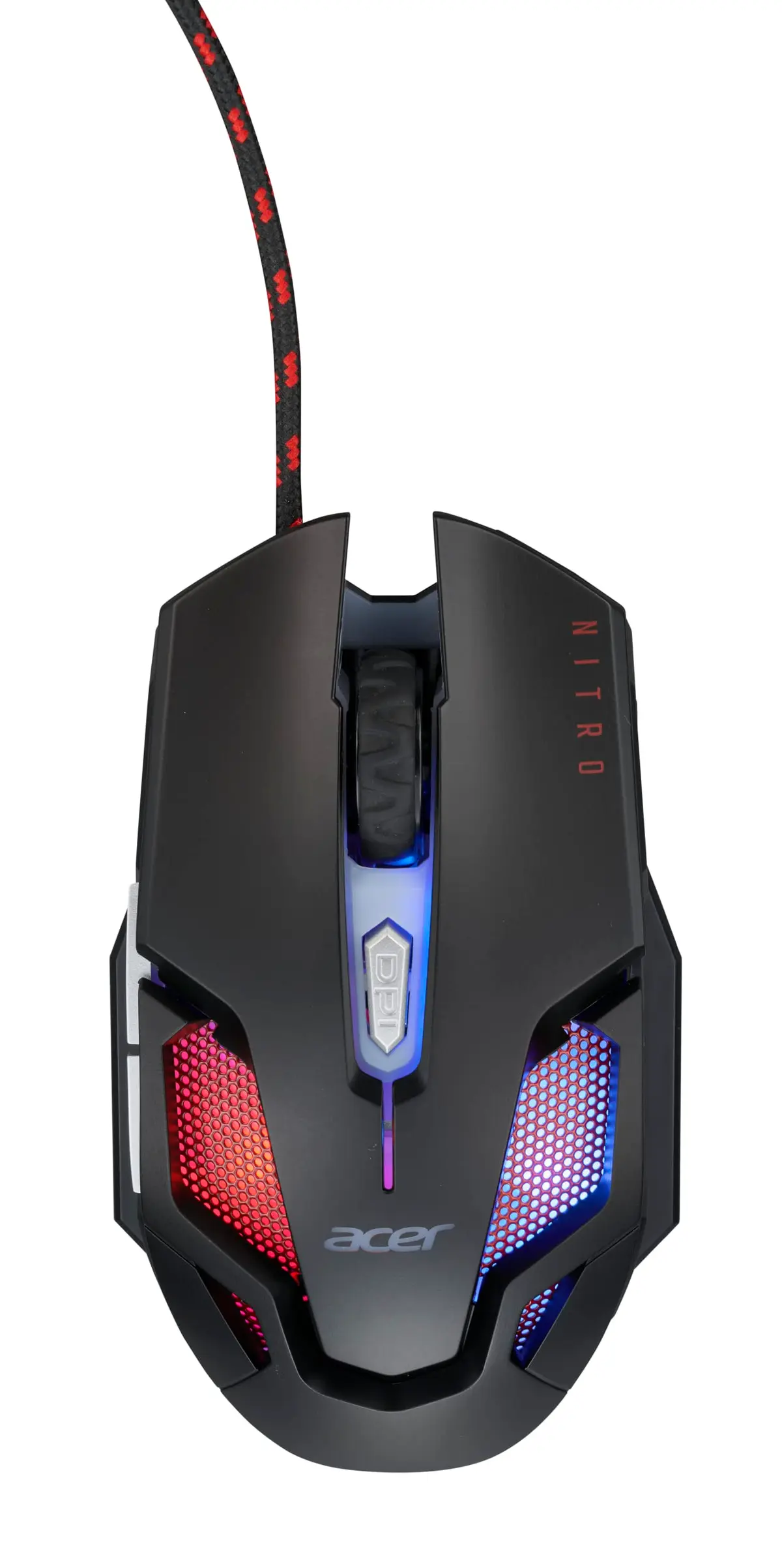 ACER Mouse Gamer Óptico Nitro NMW200 Sensor 6D de alta precisão Retroiluminado em 7 cores, Design Simétrico e ergonômico Preto com detalhes em vermelho