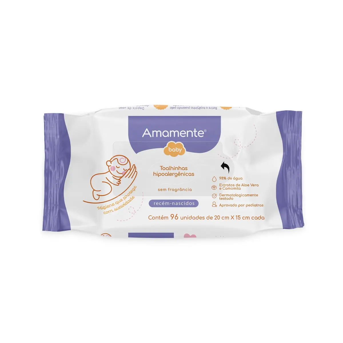 Amamente Baby® Toalhinhas Hipoalergênicas Recém Nascidos 96 Un - 1