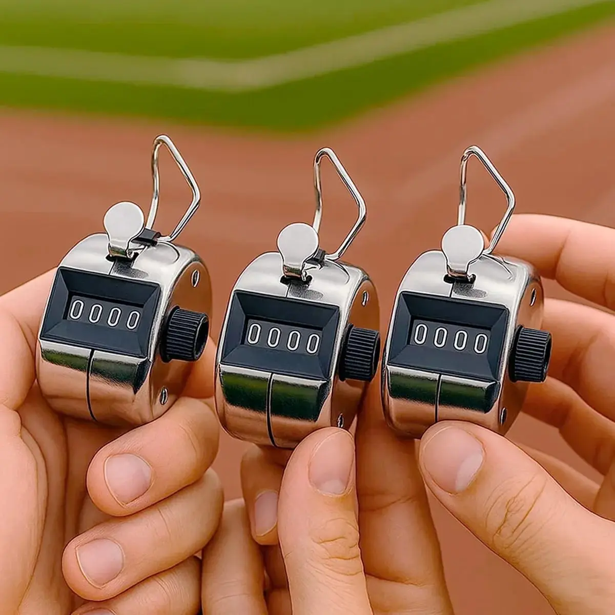 Kit 3 Contador Manual Mecânico 4 Dígitos Analógico Numérico Pratico Controle de Estoque Para Esportes Academia Excursões Exercicios Corrida