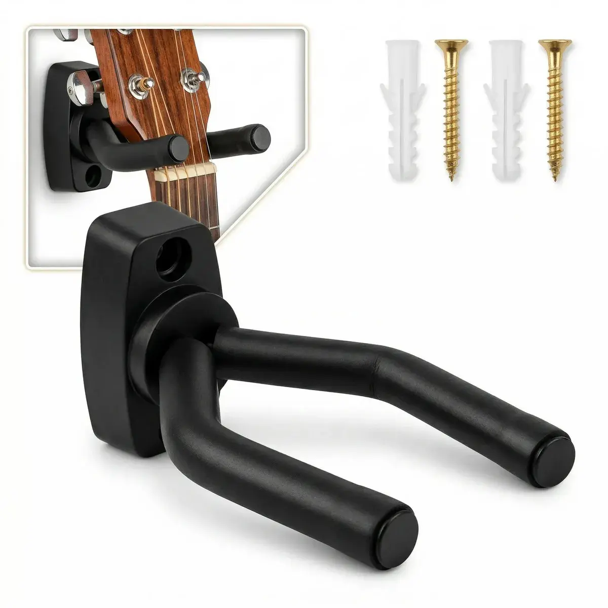 Suporte De Parede Para Instrumento De Corda Violão Guitarra Violino Baixo Ukulele Acolchoado Seguro Robusto Com Parafusos Organização - 1
