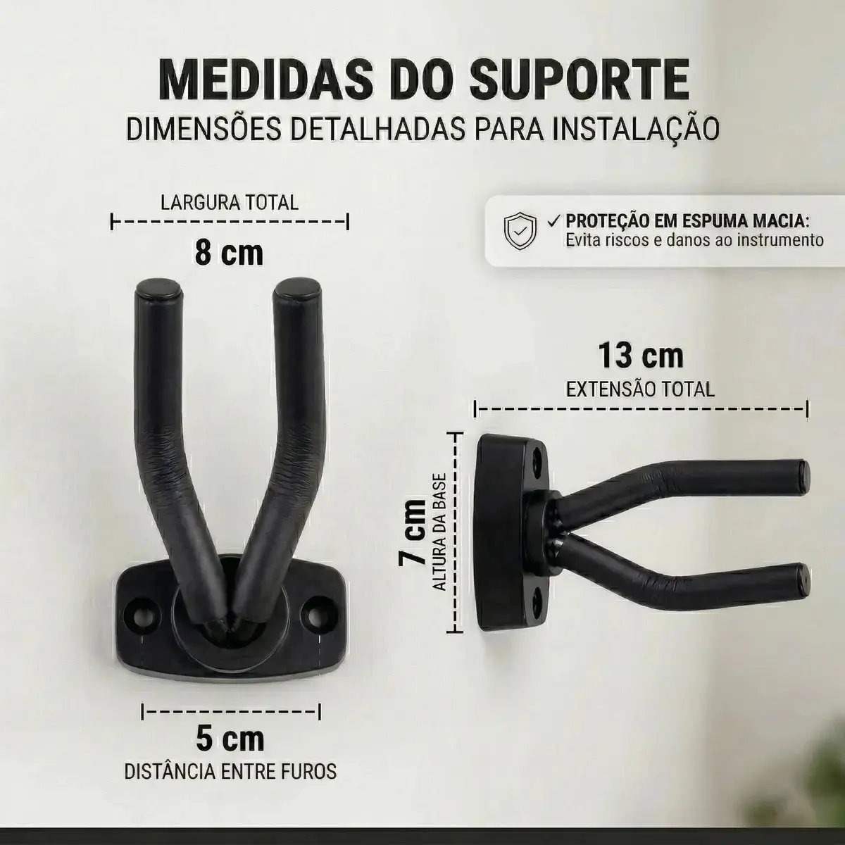 Suporte De Parede Para Instrumento De Corda Violão Guitarra Violino Baixo Ukulele Acolchoado Seguro Robusto Com Parafusos Organização thumbnail 4