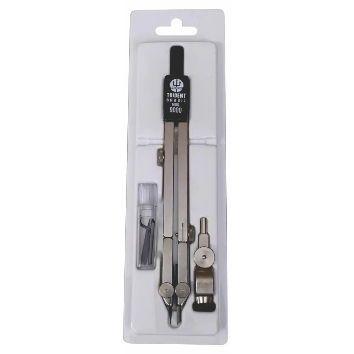 Trident – Compasso Técnico Completo com Haste Prolongadora | Latão Usinado Cromo Fosco Agulha em Aço Temperado Raio até 24,5 cm | Para Desenho Técnico Geometria e Arquitetura