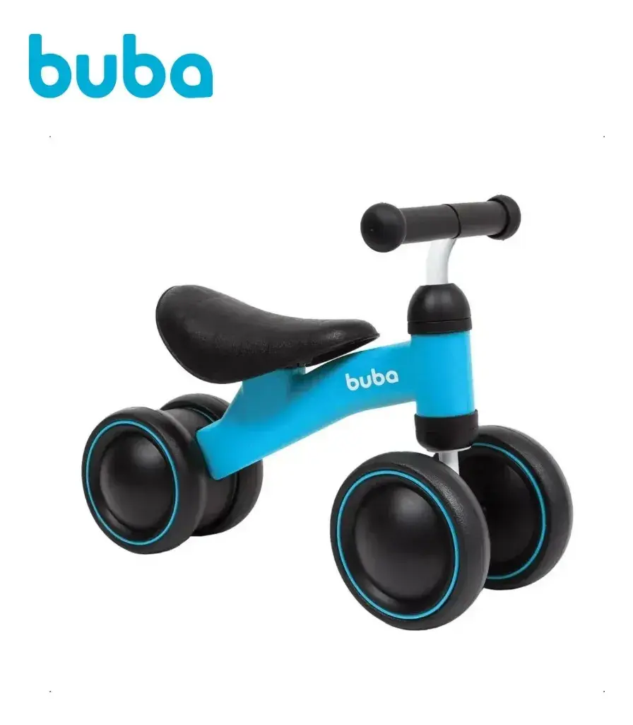 Bicicleta de Equilíbrio Infantil Buba 4 Rodas Sem Pedal Azul - 1