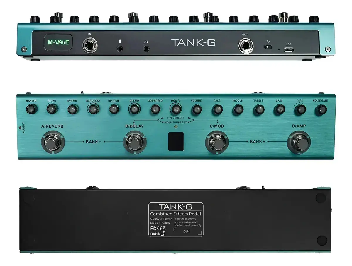 Laicai Pedal De Guitarra Multi-efeitos, Effects Pedal Guitarra Reverb Delay Mod Amp Bateria Lítio M-va-ve Tank-g Recarregável, 36 Presets, 9 Preamp Slots, 8 Ir Cab Slots, 3 Simulação, Reverb Efeitos - 1