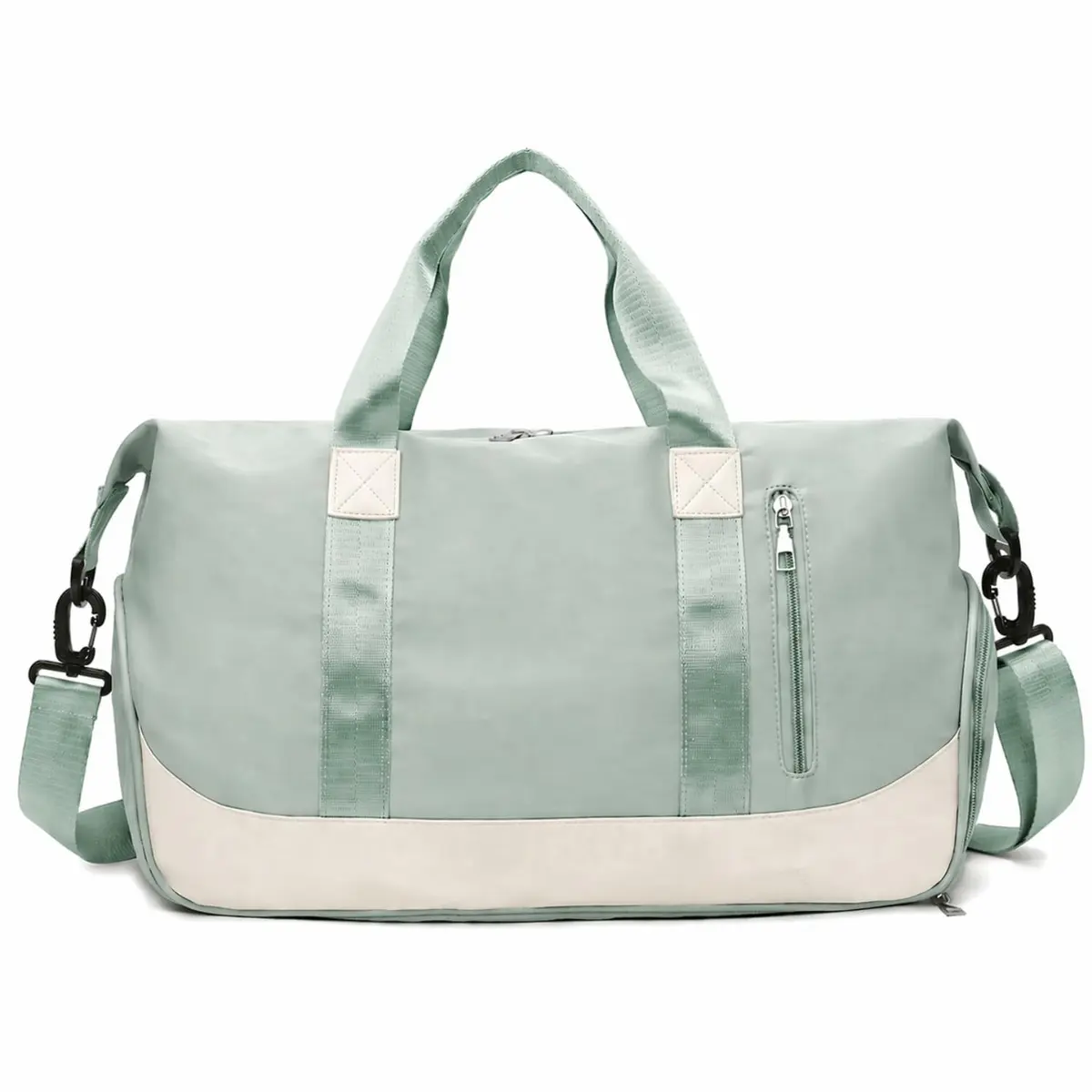 Mala de Mao Compacta de Viagem Feminina Funcional com Alca Transversal Bolsa de Viagem em Nylon Resistente com Bolso para Sapatos Ajustavel Leve e Versatil Ideal e Uso Diario (Verde)