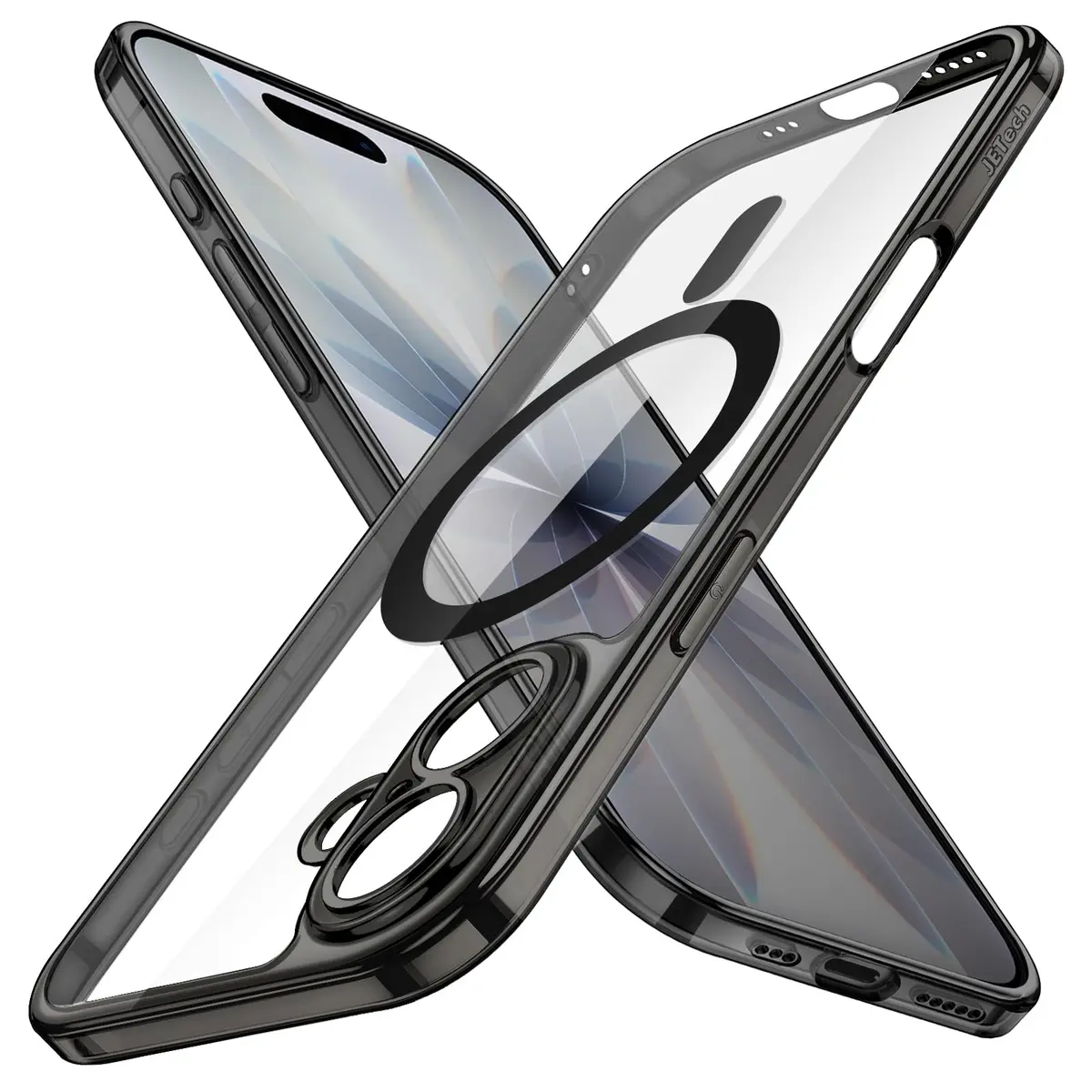 JETech Capa Fina Magnética para iPhone 17, Compatível com MagSafe, Preto | Proteção da Lente da Câmera, Design Ultrafino e Leve, Parte Traseira Transparente, Estilo Minimalista