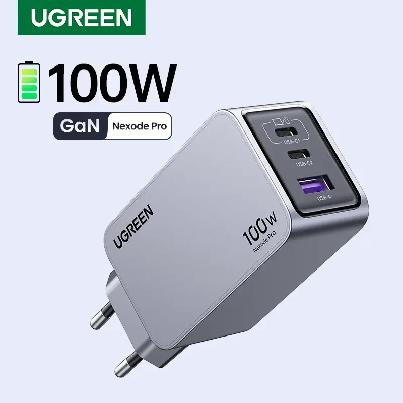 Carregador UGREEN 100W GaN USB C com QC4.0 e 3.0, Carregamento Rápido para Macbook, Laptop, Tablet e Carregamento Rápido PD para iPhone 18, 17, 16 Pro - 1