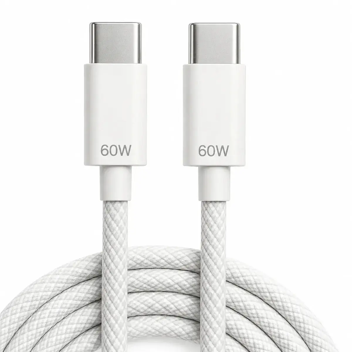 Cabo Carregador Usb-c Tipo C Turbo 60w 1m Nylon Trançado Reforçado Carregamento Rápido Transferência De Dados Compatível Com iPhone 15 16 17 Android Xiaomi Universal Premium Eletric Teck - 1