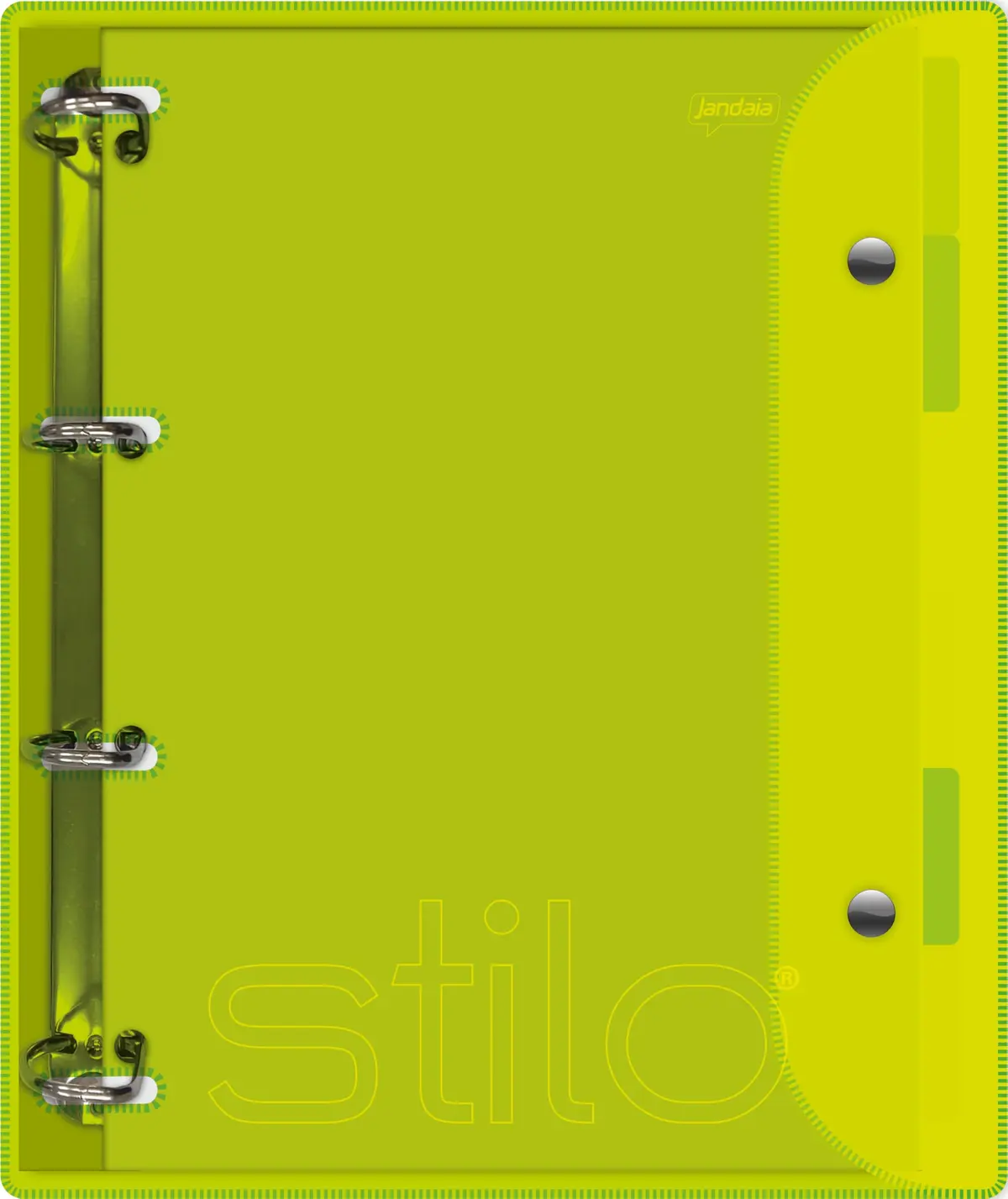 Jandaia - Caderno Argolado/Fichário Universitário Capa Cristal Flexível 200Fls Stilo - Verde Neon