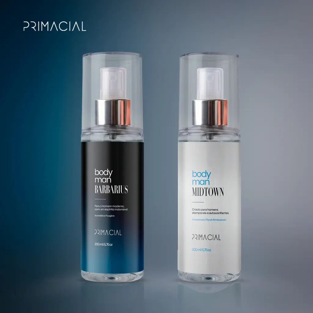 KIT BODY SPLASH MASCULINO BARBARIUS E MIDTOWN 200ML - PRIMACIAL PERFUME FRESCO AMADEIRADO - 1