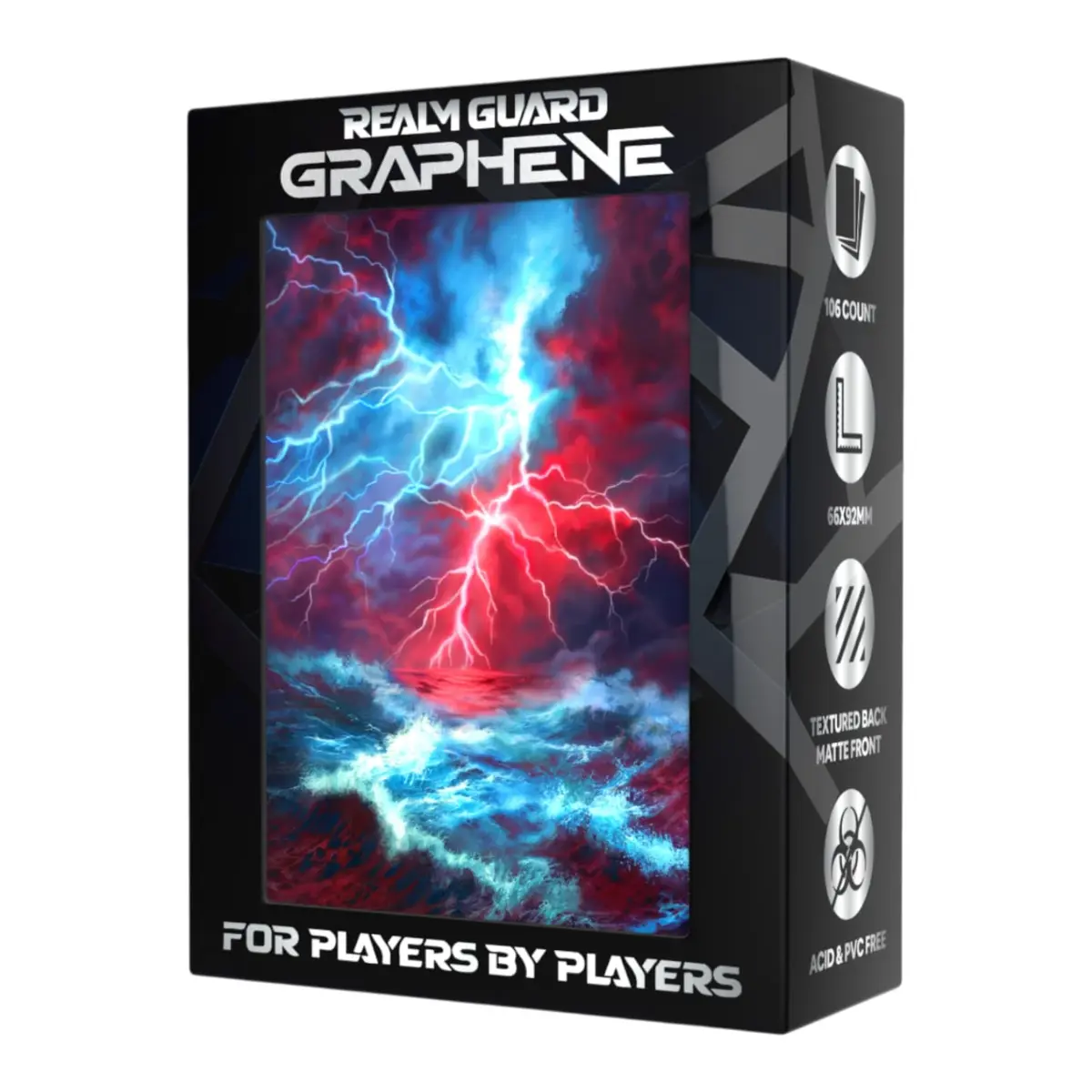 Realm Guard Graphene -100ct Textured Matte TCG/MTG Art Sleeves (Red/Blue Storm)