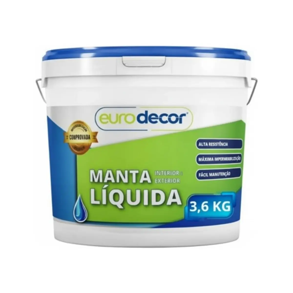 Euro Decor Manta Líquida 3,6Kg Impermeabilizante para Interior e Exterior, Alta Resistência, Máxima Impermeabilização, Fácil Manutenção(Preto)